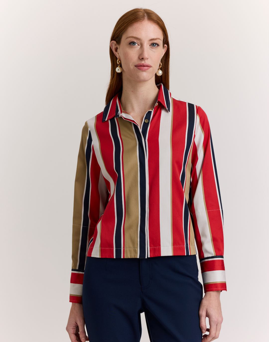 Astrid Long Sleeve Nautical Stripes Shirt