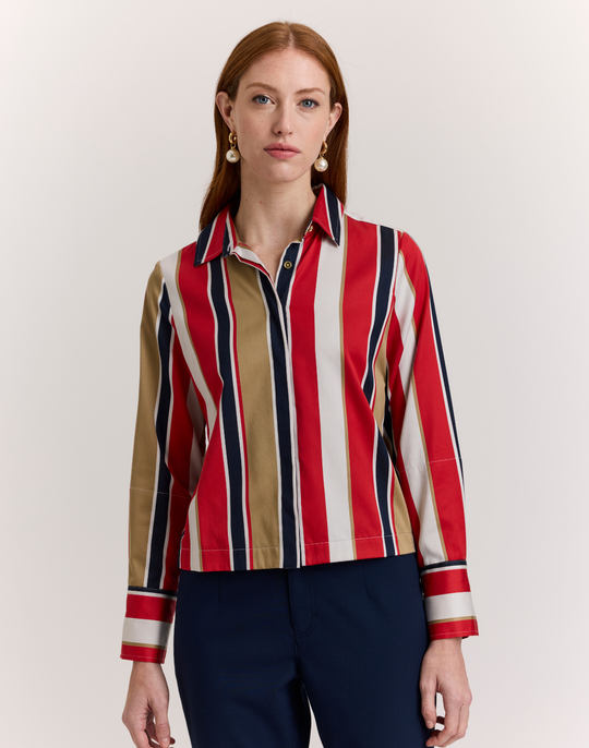 Astrid Long Sleeve Nautical Stripes Shirt