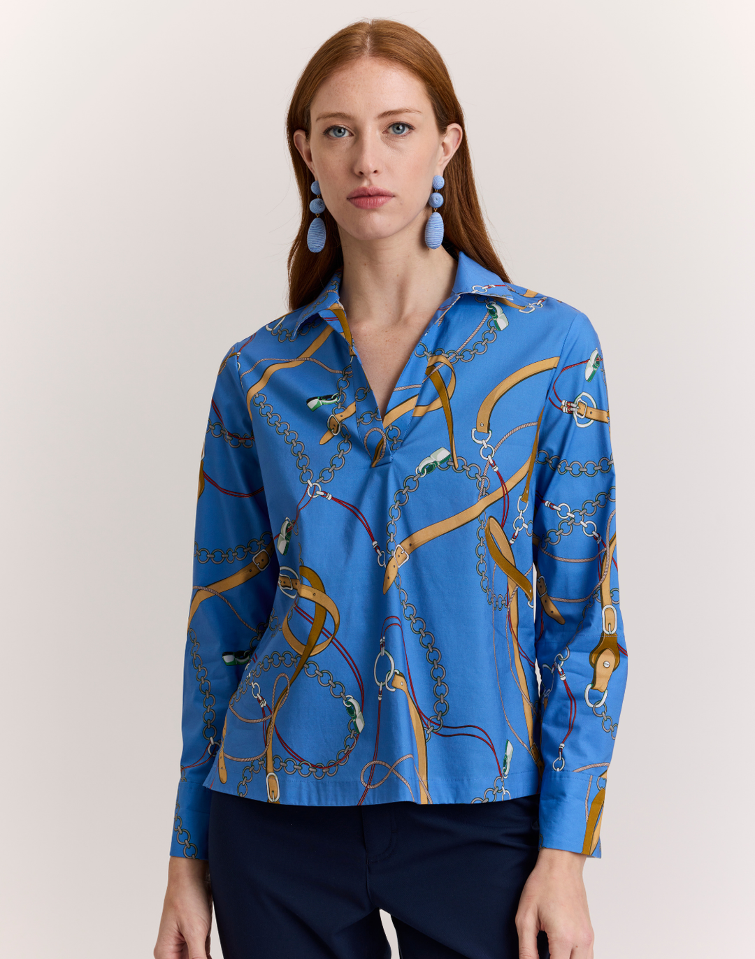 Mona Long Sleeve Medley Chain Print Top