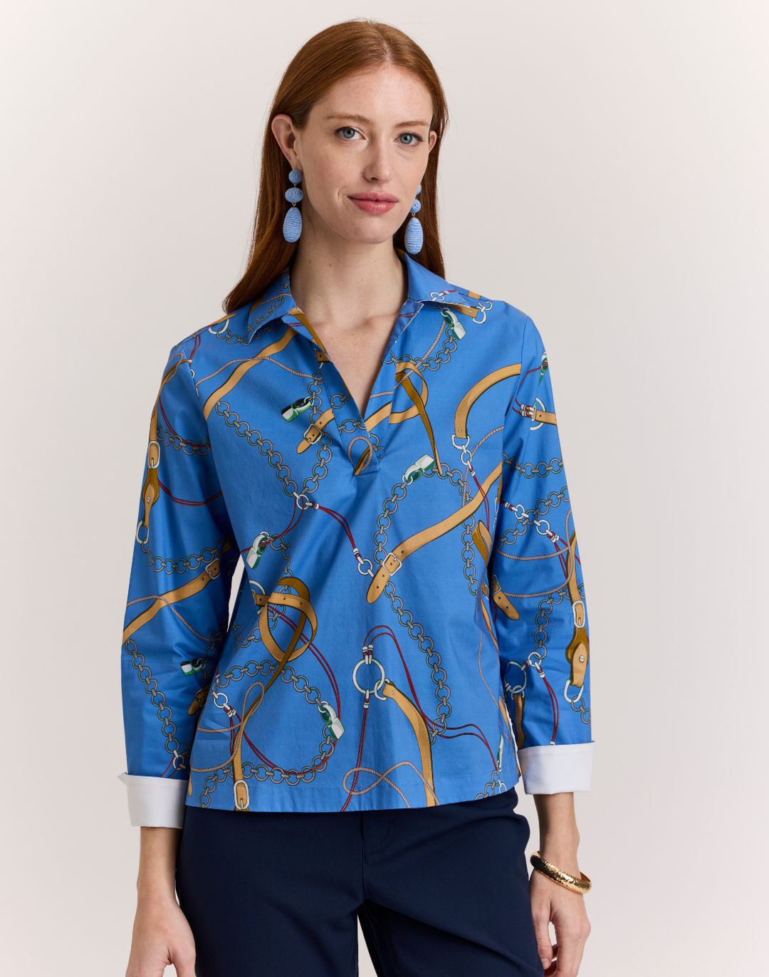 Mona Long Sleeve Medley Chain Print Top