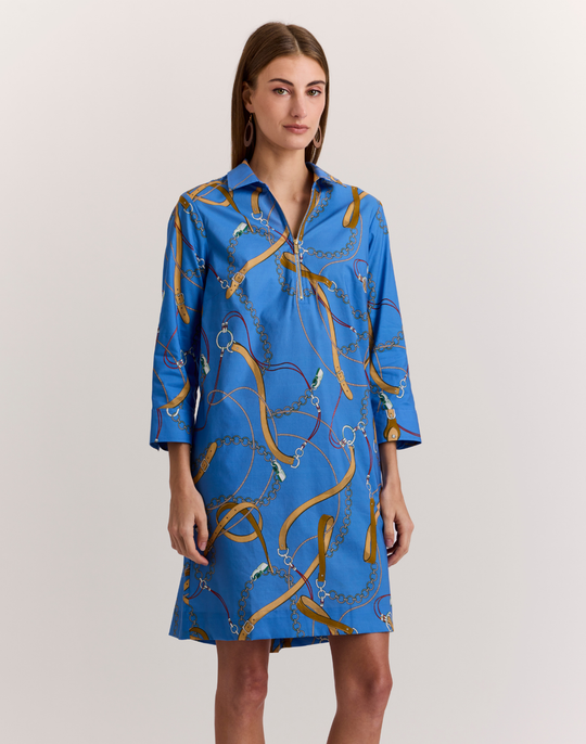 Alessa 3/4 Sleeve Chain Medley Print Dress