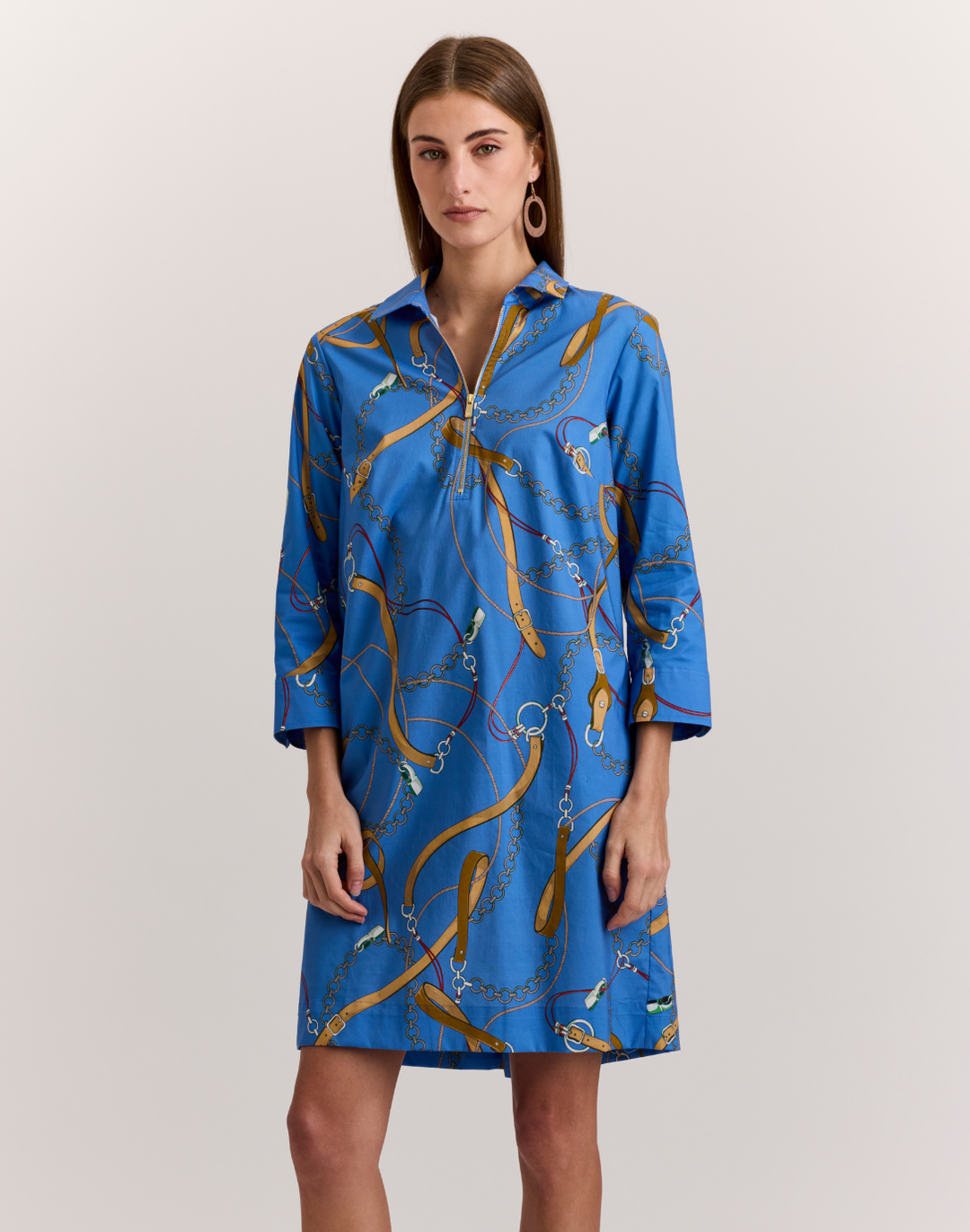Alessa 3/4 Sleeve Chain Medley Print Dress