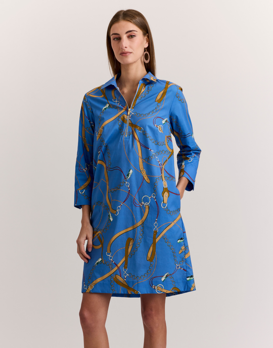 Alessa 3/4 Sleeve Chain Medley Print Dress