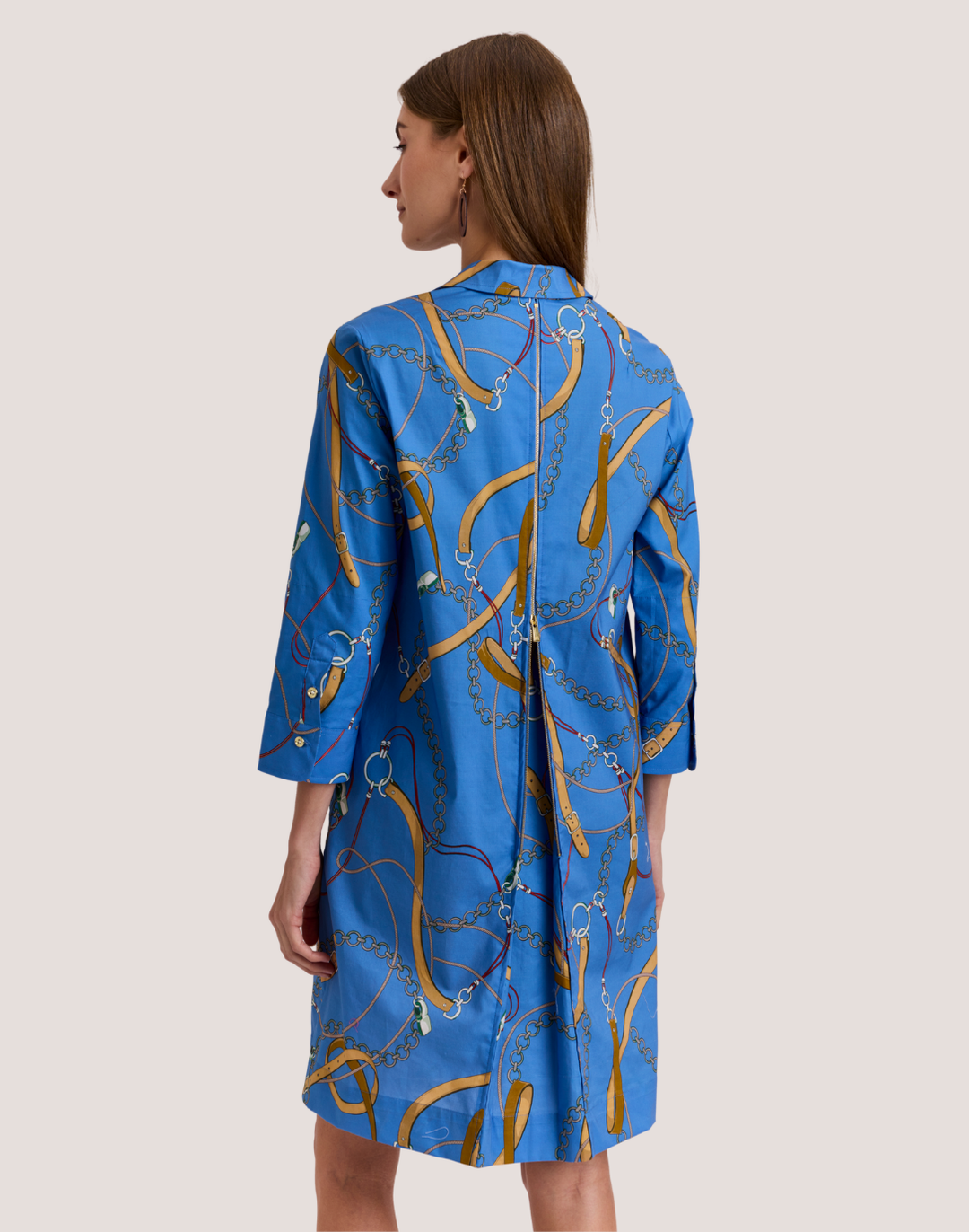 Alessa 3/4 Sleeve Chain Medley Print Dress
