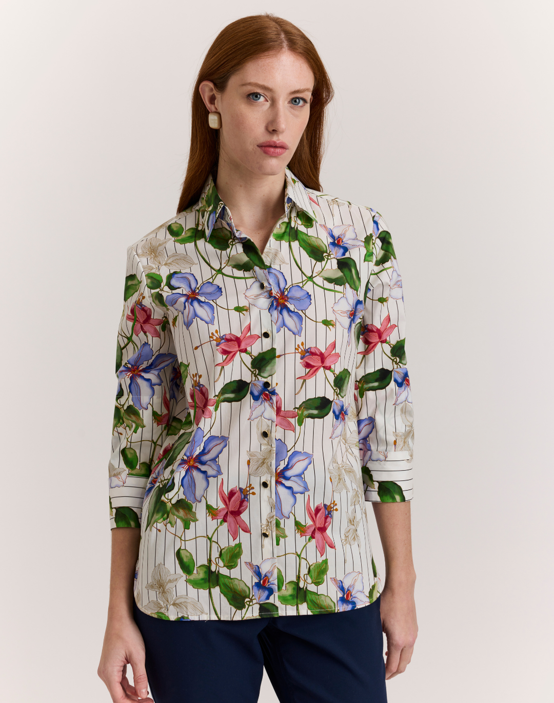 Margot 3/4 Sleeve Garden Party Print Shirt