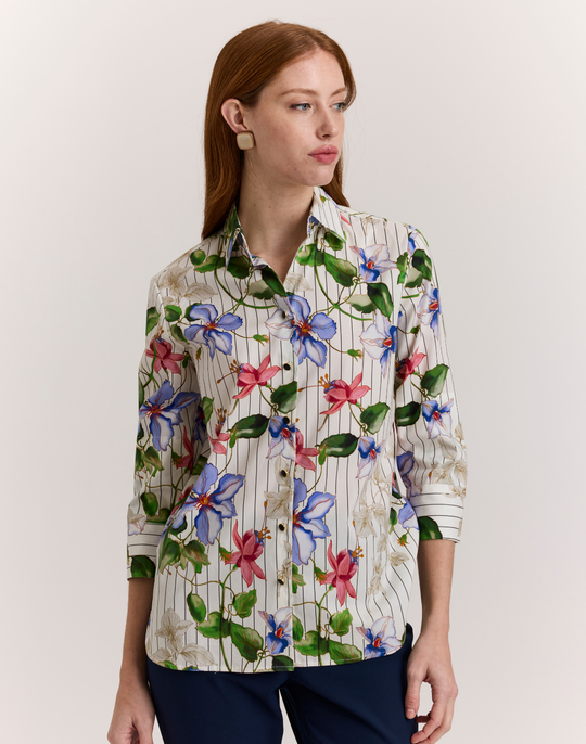 Margot 3/4 Sleeve Garden Party Print Shirt