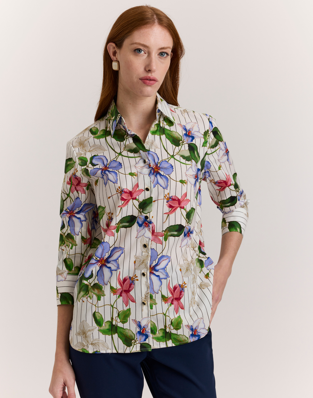 Margot 3/4 Sleeve Garden Party Print Shirt
