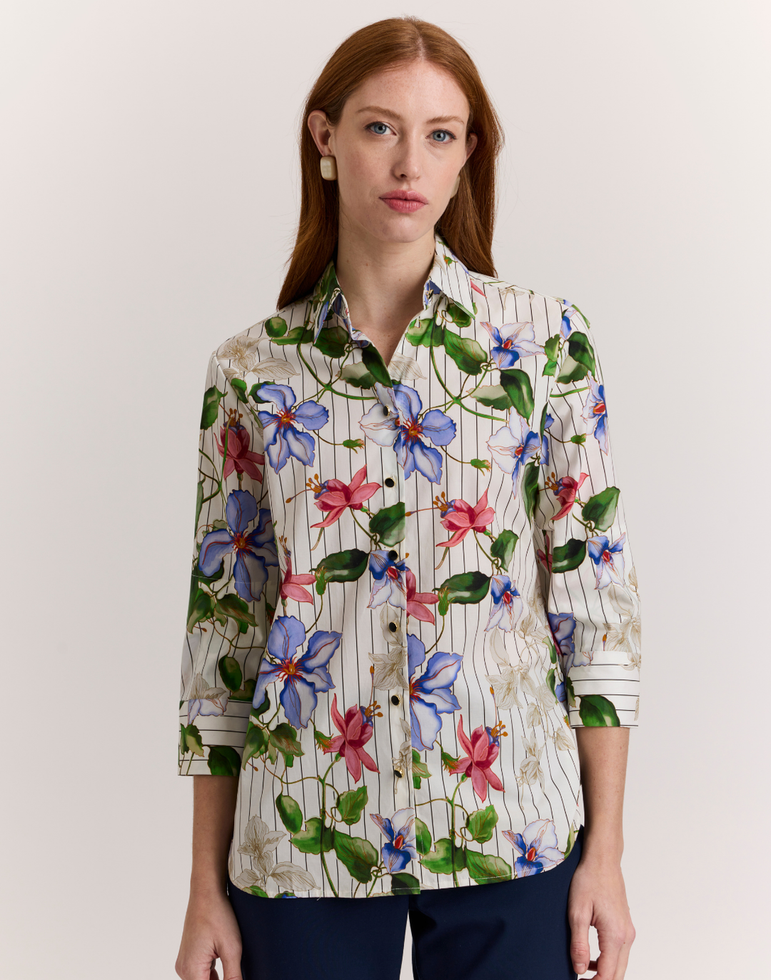 Margot 3/4 Sleeve Garden Party Print Shirt