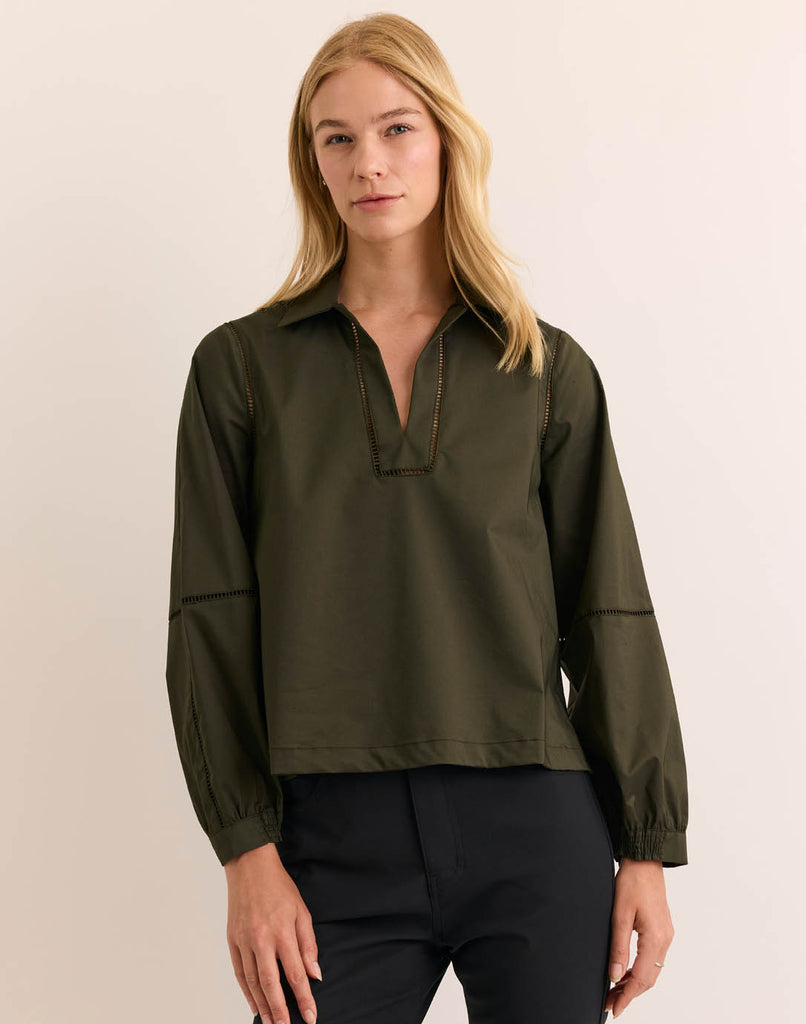 Laura Long Sleeve Lace Trim Top – Hinson Wu