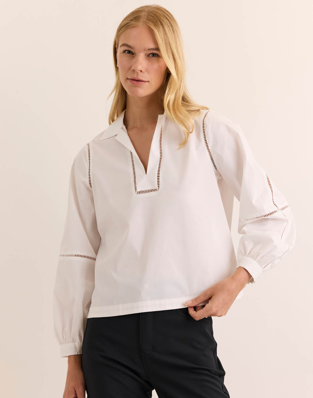 Laura Long Sleeve Lace Trim Top – Hinson Wu