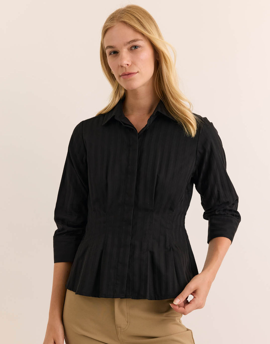 Martina 3/4 Sleeve Classic Stripe Shirt