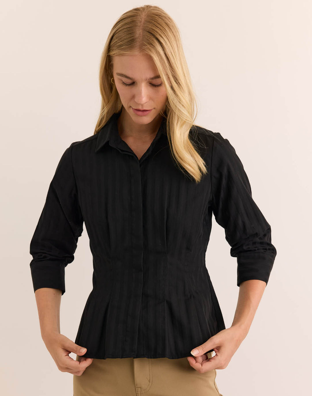 Martina 3/4 Sleeve Classic Stripe Shirt
