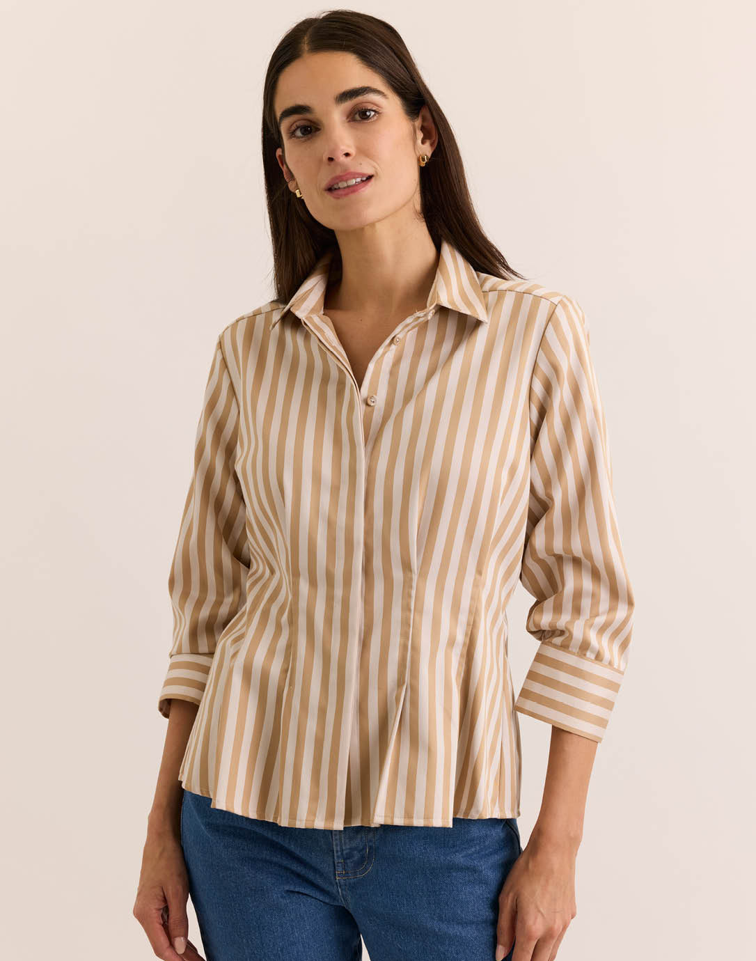 Martina 3/4 Sleeve Classic Stripe Shirt – Hinson Wu