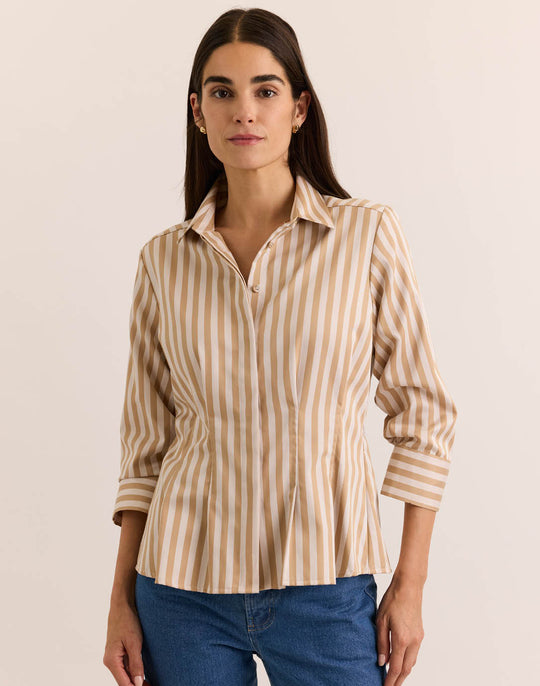 Martina 3/4 Sleeve Classic Stripe Shirt