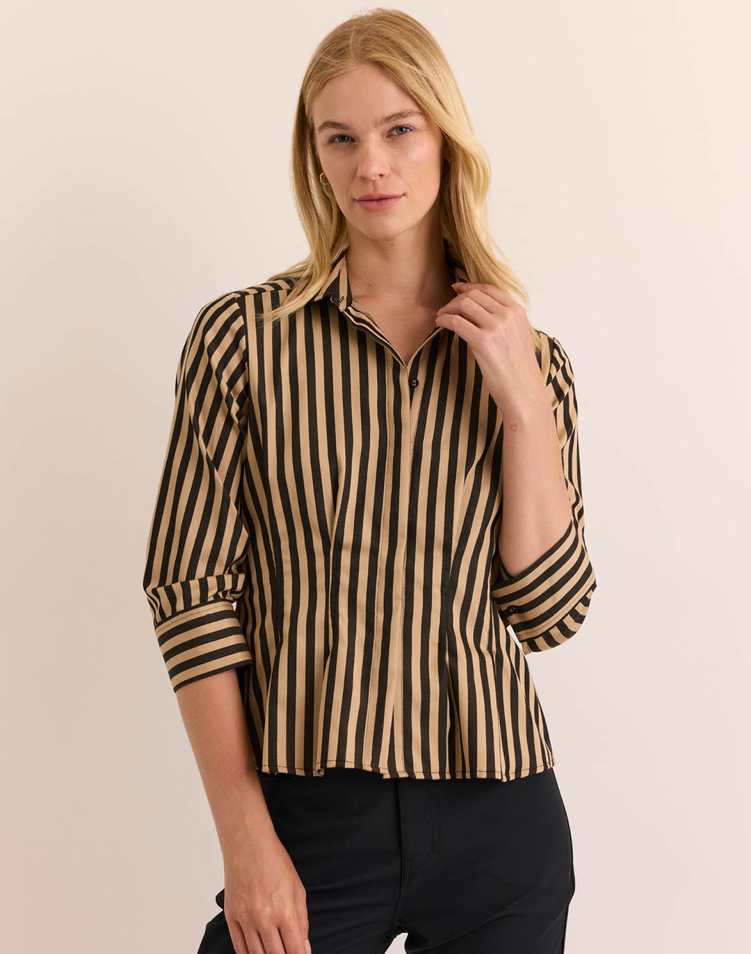 Martina 3/4 Sleeve Classic Stripe Shirt