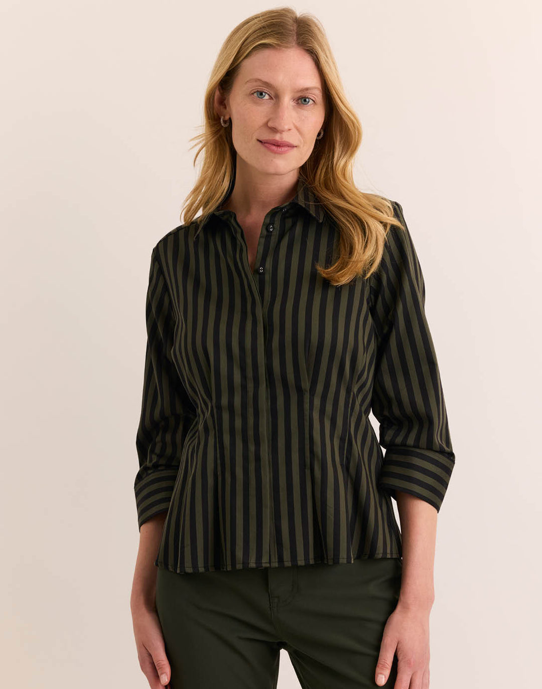 Martina 3/4 Sleeve Classic Stripe Shirt