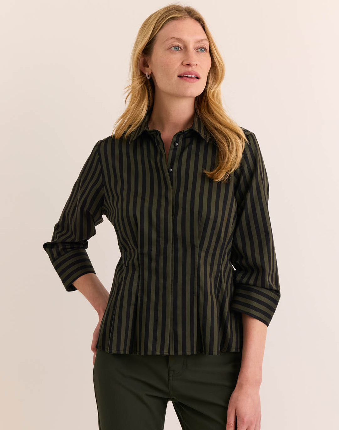 Martina 3/4 Sleeve Classic Stripe Shirt
