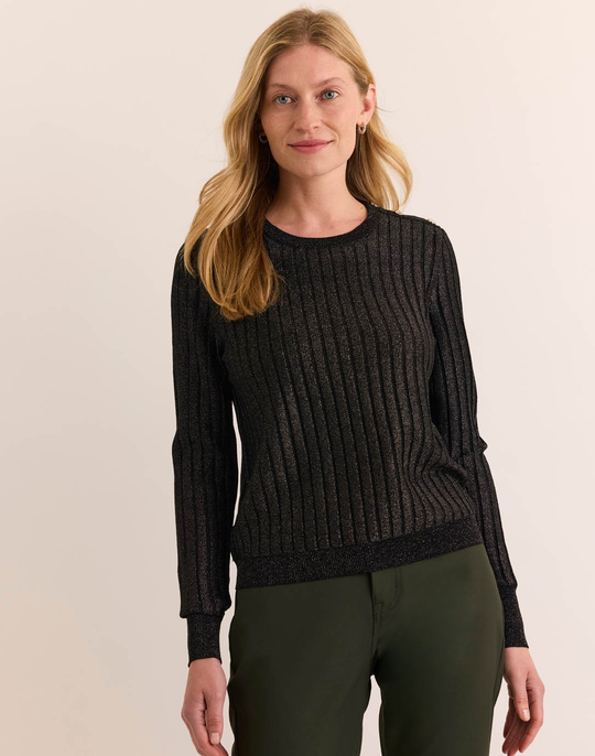 Amber Long Sleeve Shoulder Button Lurex Sweater