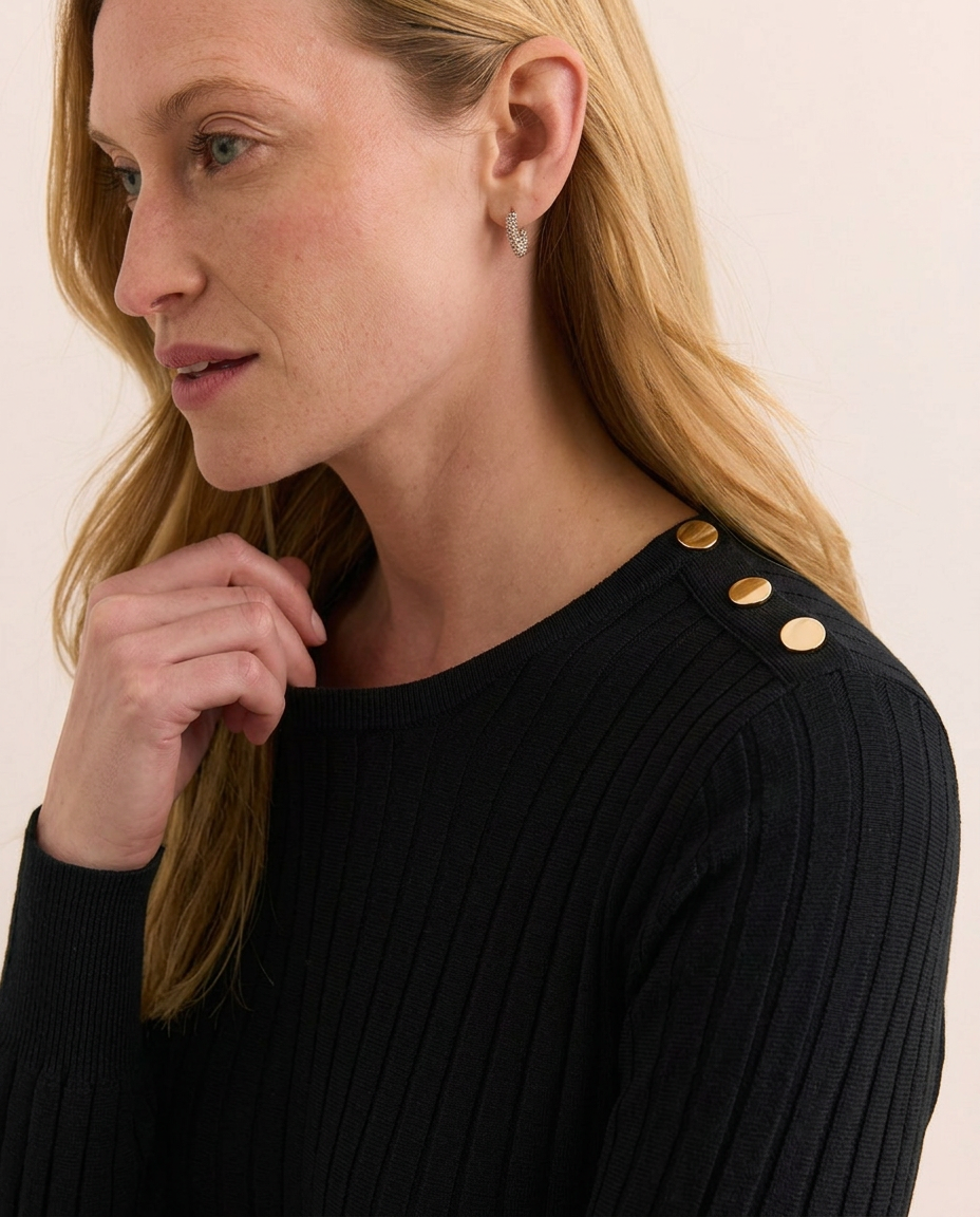 Amber Long Sleeve Shoulder Button Sweater