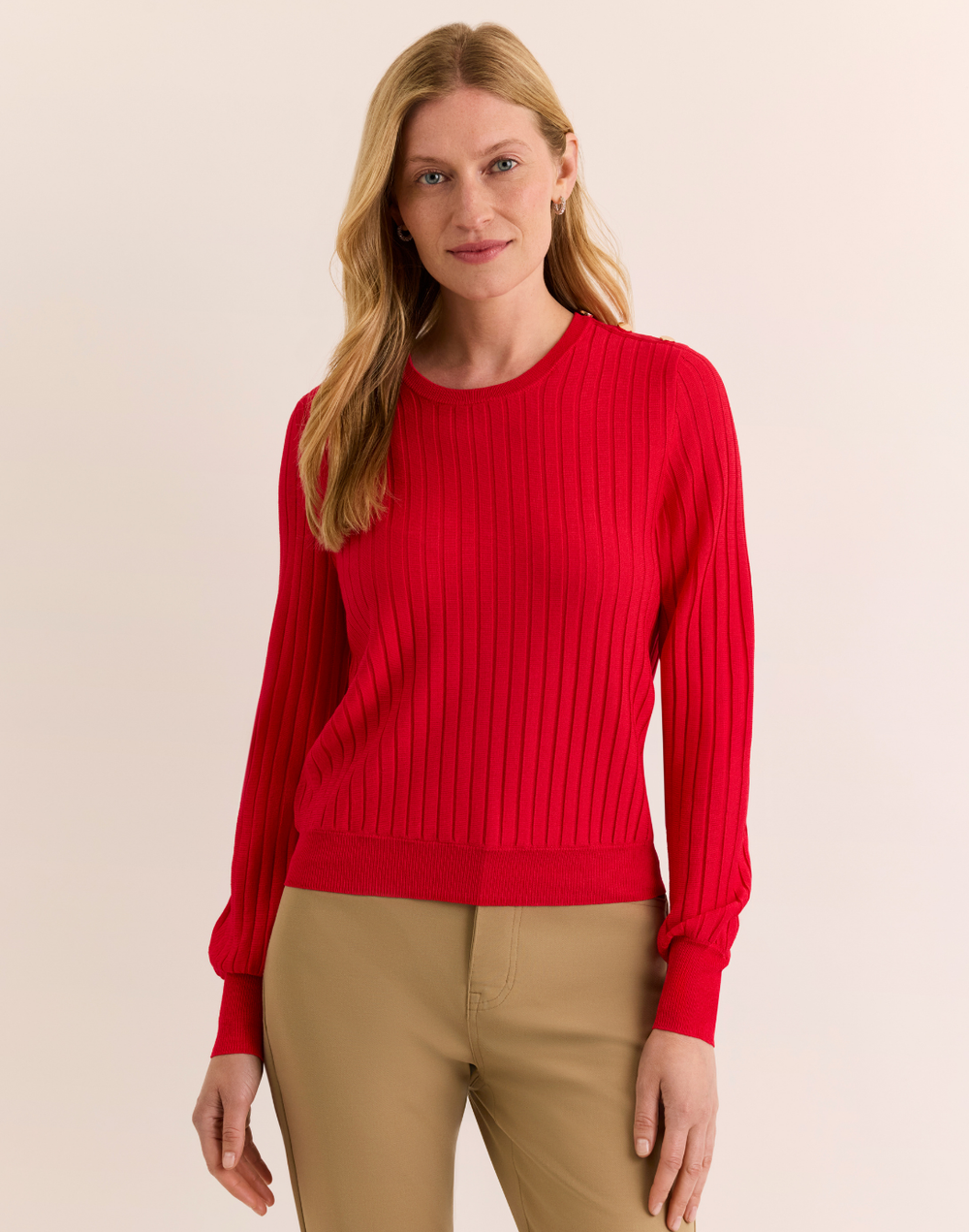 Amber Long Sleeve Shoulder Button Sweater