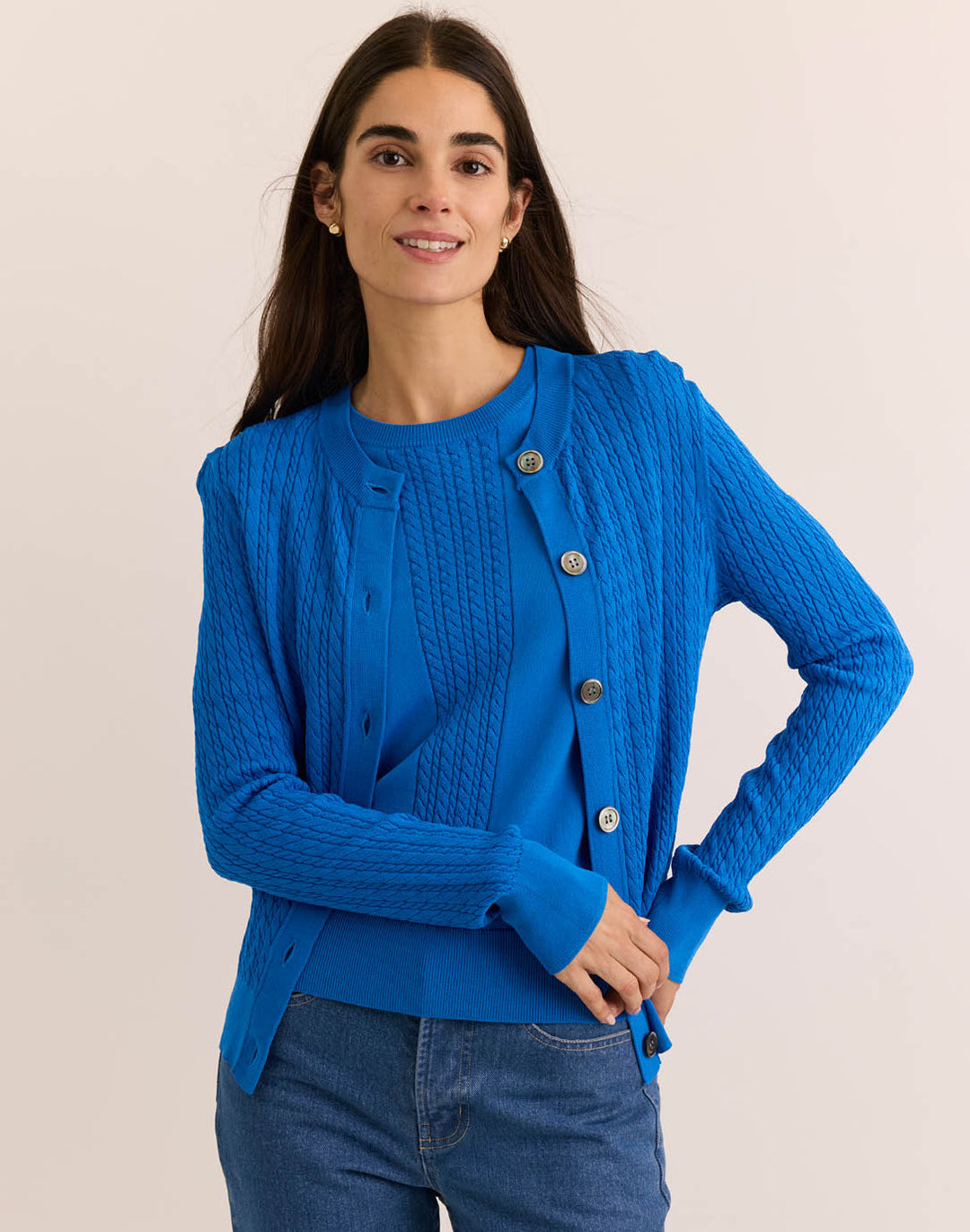 Edith Long Sleeve Cable Knit Cardigan