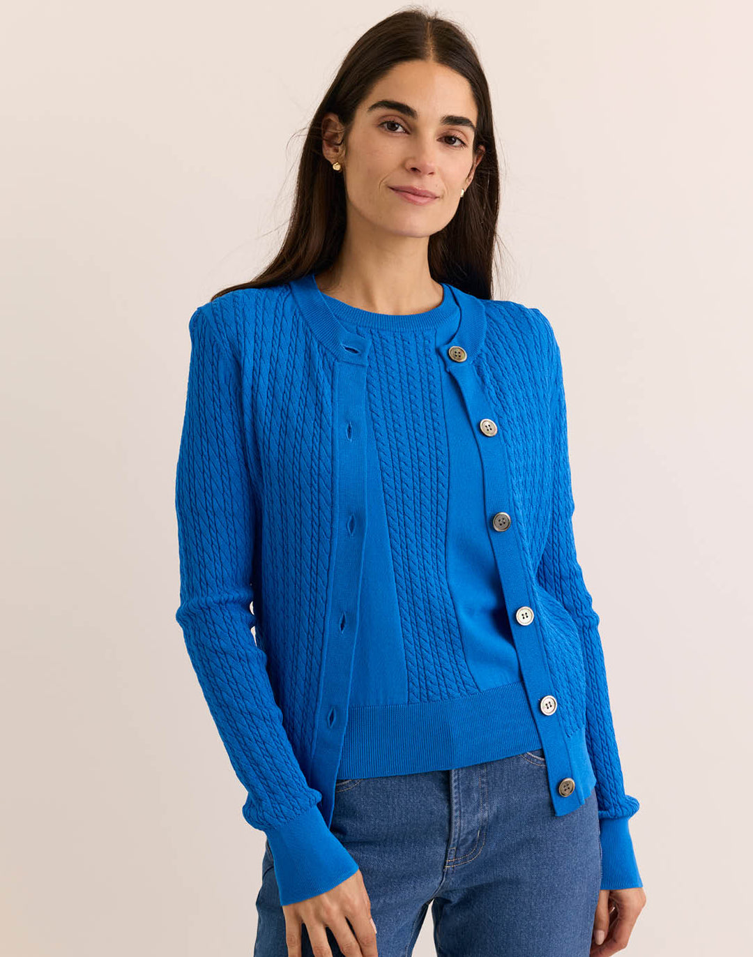Edith Long Sleeve Cable Knit Cardigan