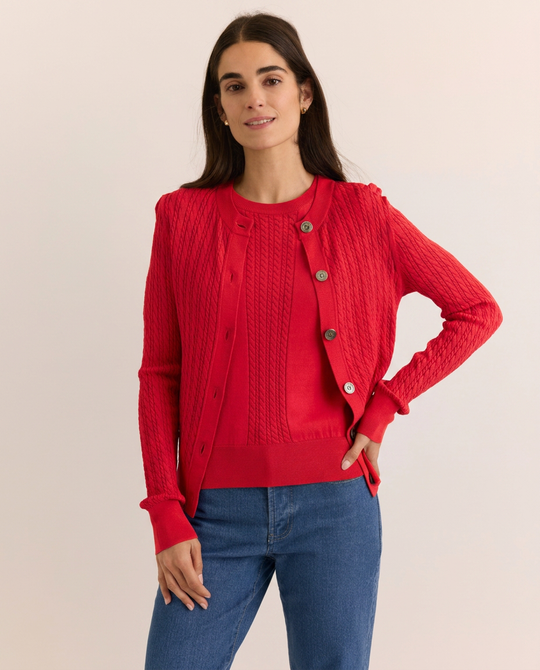 Edith Long Sleeve Cable Knit Cardigan