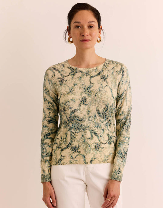 Phoebe Long Sleeve Fresco Print Sweater