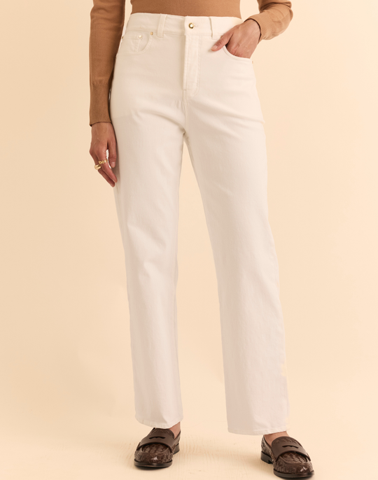 Lydia Straight Leg Ecru Stretch Denim Jean