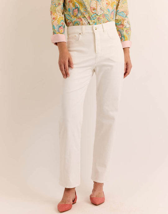 Lydia Straight Leg Ecru Stretch Denim Jean