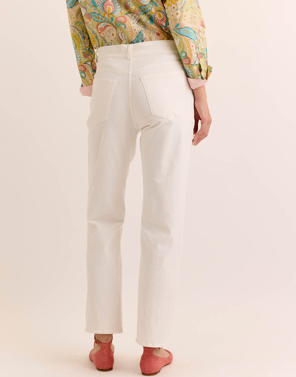 Lydia Straight Leg Ecru Stretch Denim Jean