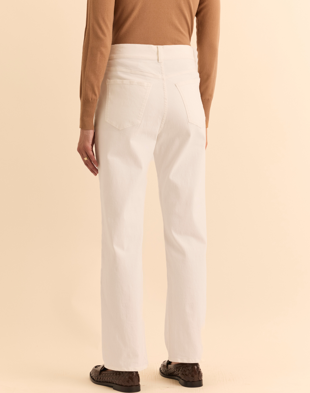 Lydia Straight Leg Ecru Stretch Denim Jean