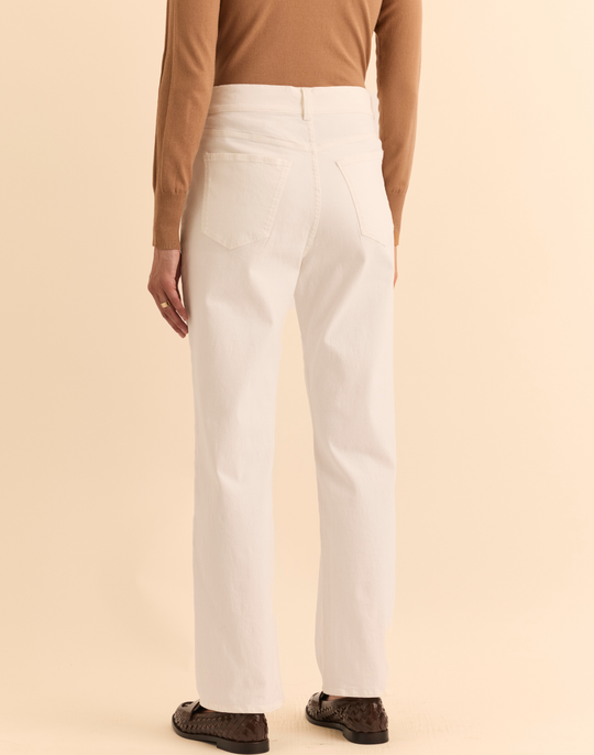Lydia Straight Leg Ecru Stretch Denim Jean