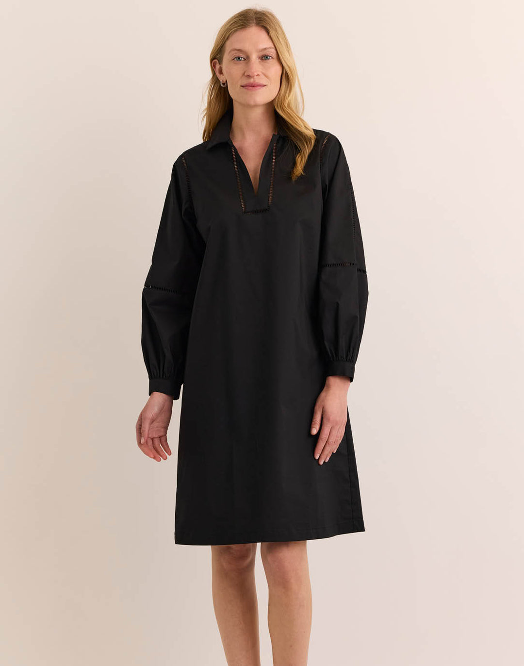 Laura Long Sleeve Lace Trim Dress