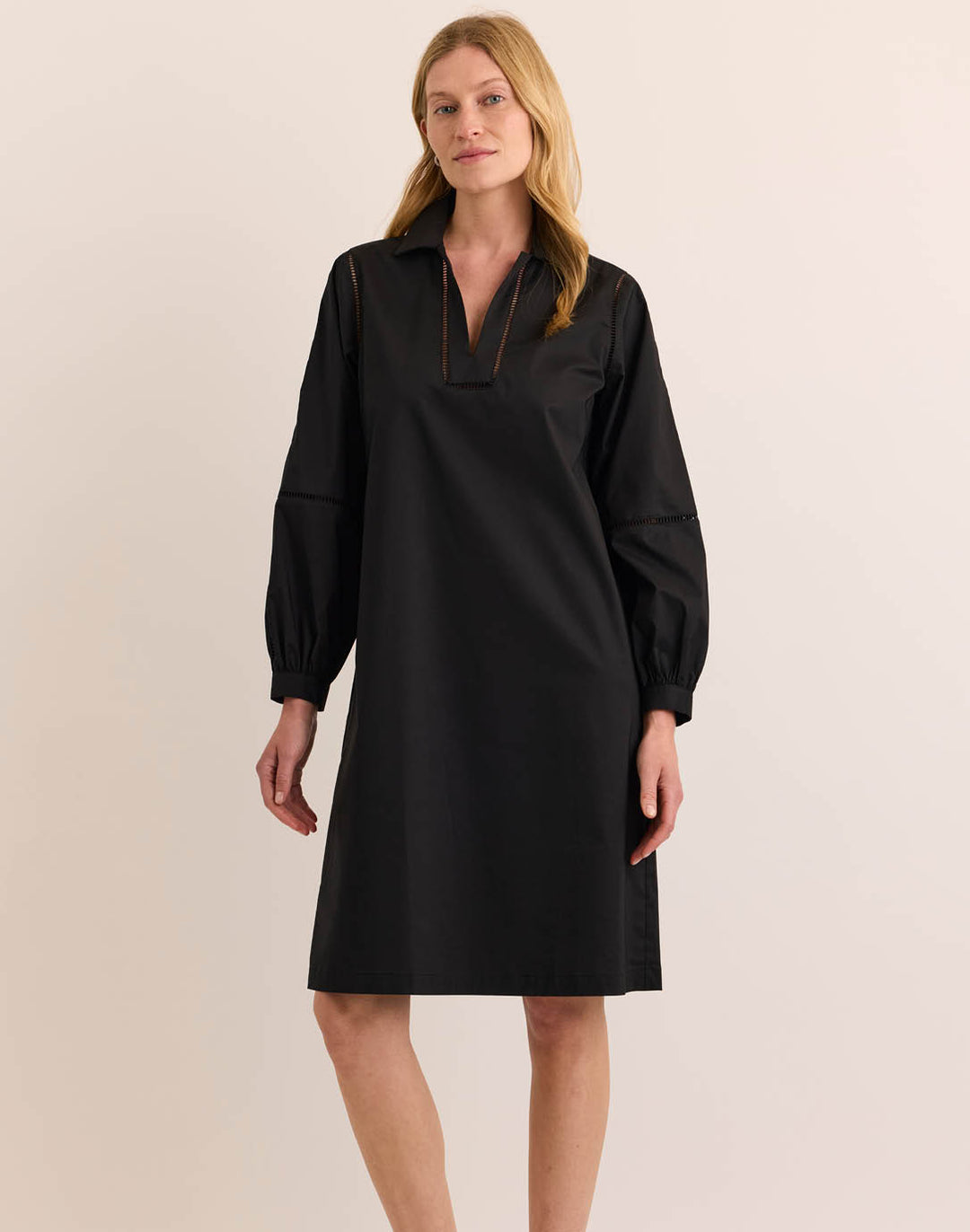 Laura Long Sleeve Lace Trim Dress