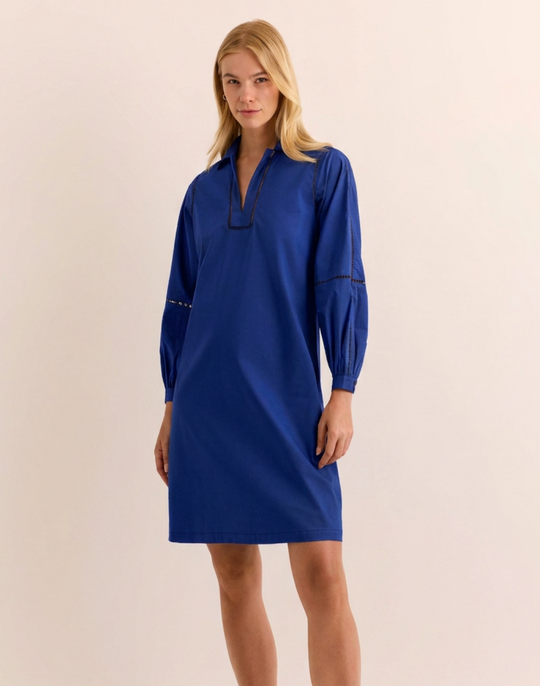 Laura Long Sleeve Lace Trim Dress
