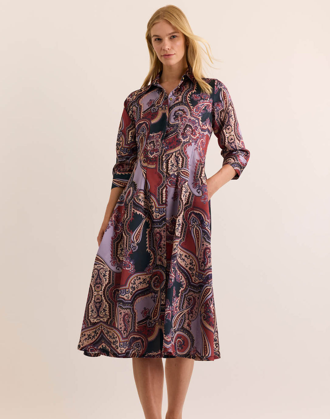 Martina 3/4 Sleeve Opulent Paisley Dress