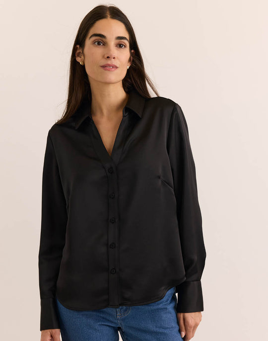 Lindsey Long Sleeve Liquid Satin Shirt