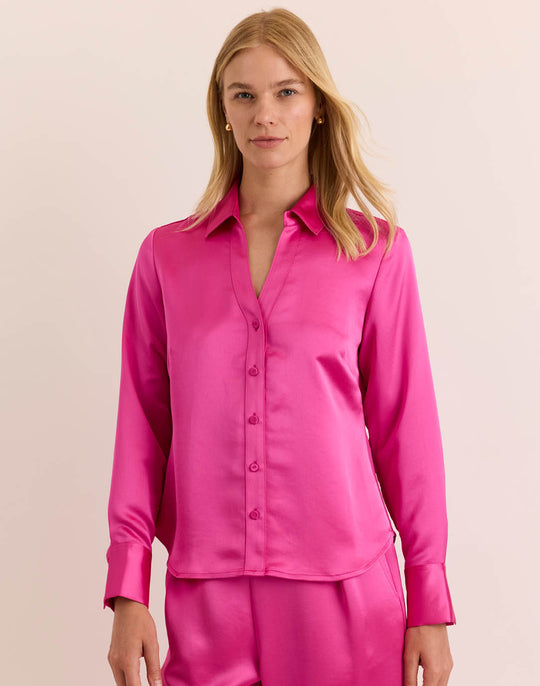 Lindsey Long Sleeve Liquid Satin Shirt