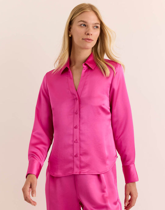 Lindsey Long Sleeve Liquid Satin Shirt