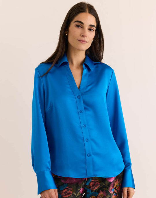 Lindsey Long Sleeve Liquid Satin Shirt