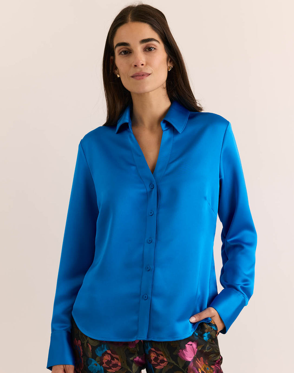 Lindsey Long Sleeve Liquid Satin Shirt
