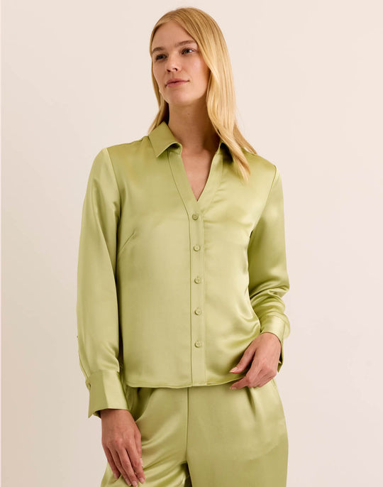Lindsey Long Sleeve Liquid Satin Shirt