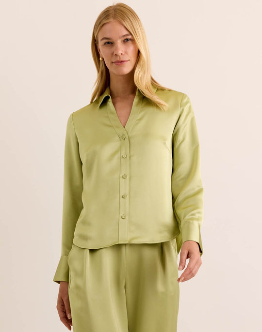 Lindsey Long Sleeve Liquid Satin Shirt