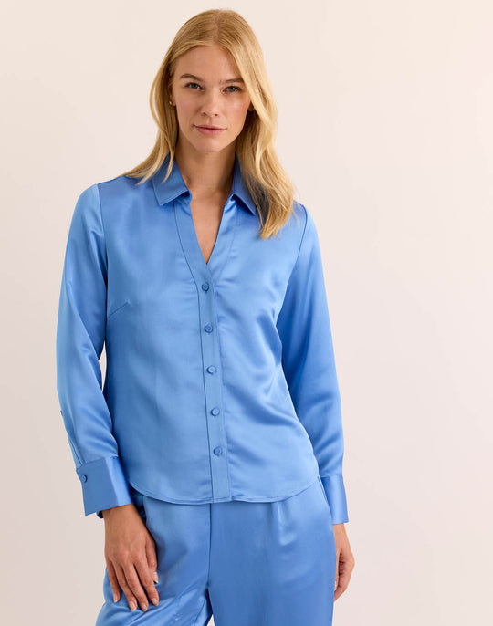 Lindsey Long Sleeve Liquid Satin Shirt