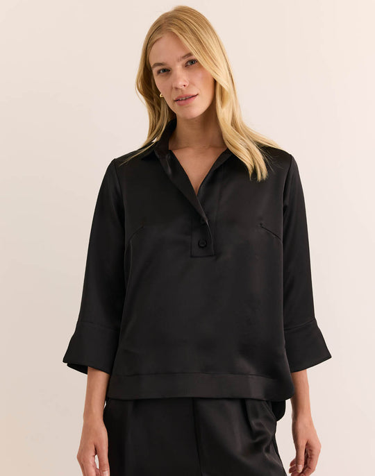 Aileen 3/4 Sleeve Liquid Satin Top