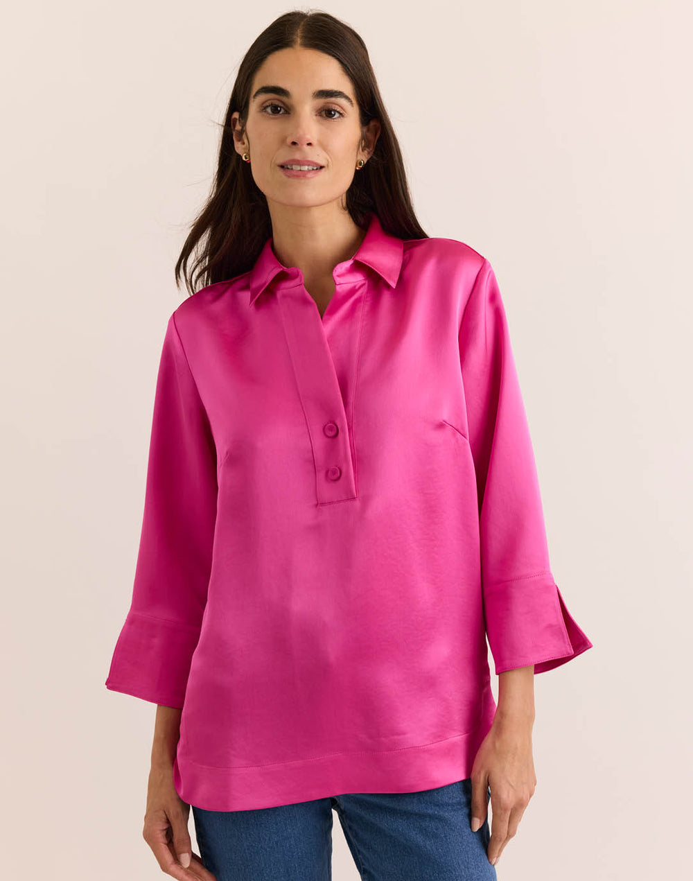Aileen 3/4 Sleeve Liquid Satin Top