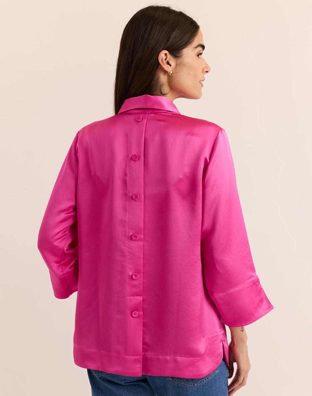 Aileen 3/4 Sleeve Liquid Satin Top