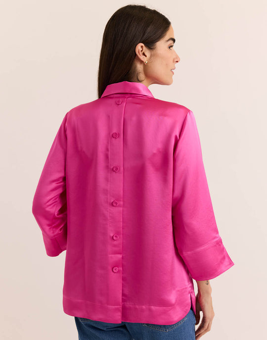 Aileen 3/4 Sleeve Liquid Satin Top