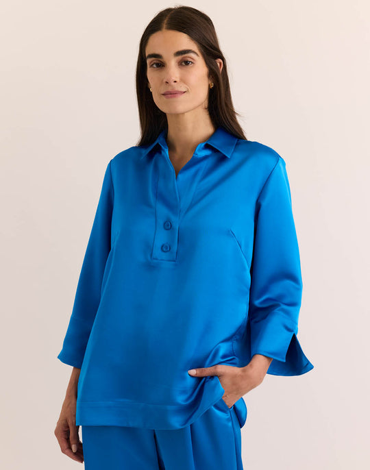 Aileen 3/4 Sleeve Liquid Satin Top